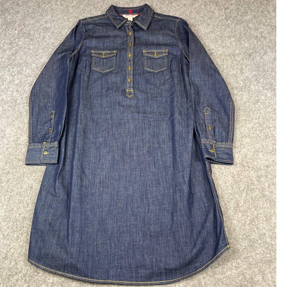 Brooks Brothers Red Fleece Womens Denim Shirt Dress Dark Indigo Blue Size 6